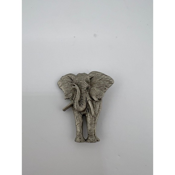 Vintage Jewelry Fort Elephant Trunk Up‎ Animal Pewter Pin Brooch Collectible - Picture 1 of 5